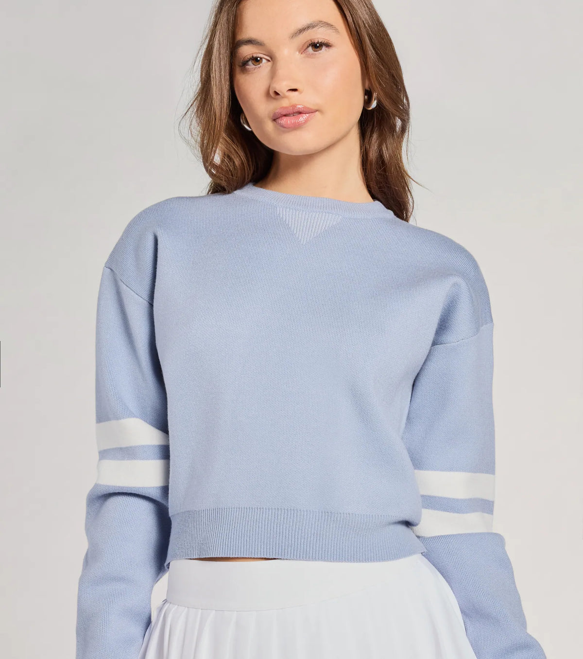 Varsity Girl Striped Knit Crop Sweater