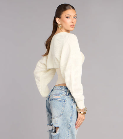 Sweet And Cozy Oversized Knit Sweater Bolero