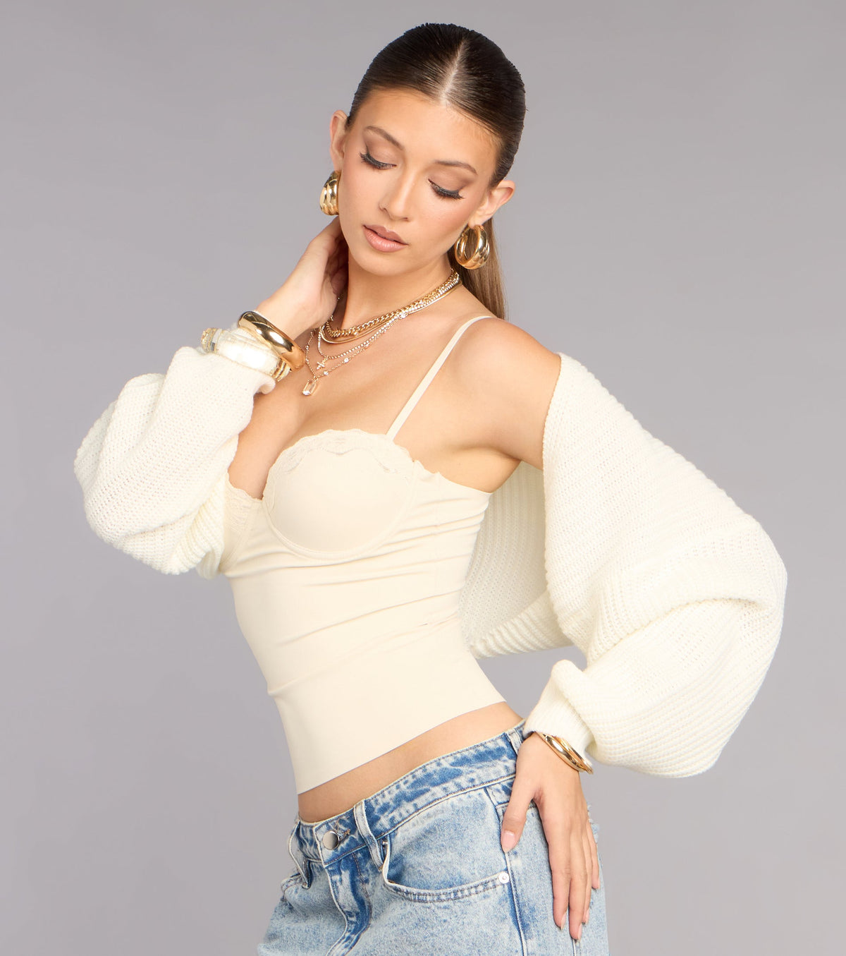 Sweet And Cozy Oversized Knit Sweater Bolero