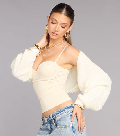 Sweet And Cozy Oversized Knit Sweater Bolero