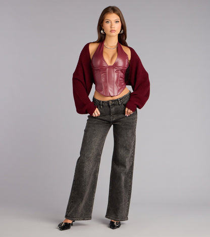 Sweet And Cozy Oversized Knit Sweater Bolero