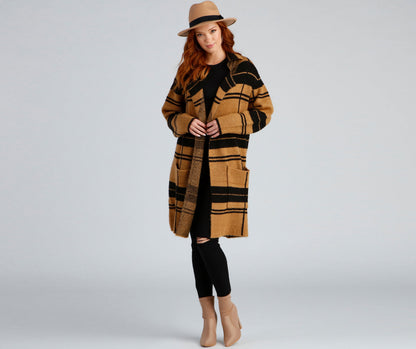 Comfort Zone Plaid Collared Duster