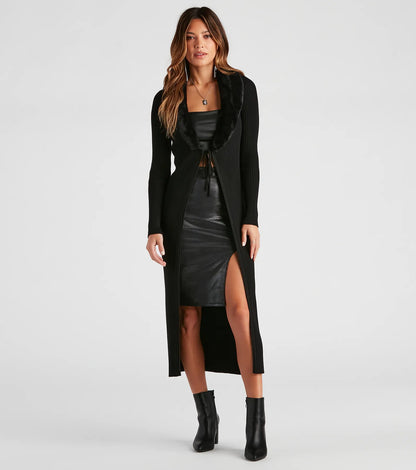 Forever Fabulous Faux Fur Knit Duster