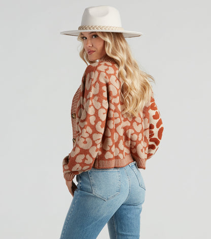 Growl Play Leopard Knit Cardigan