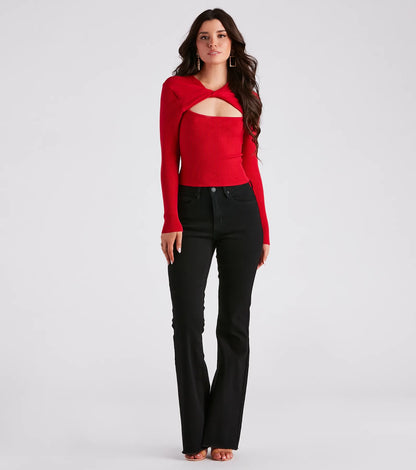 Flirty Twist-Front Cutout Crop Top