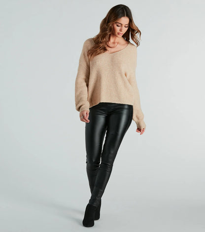 Head-Turning Cutie Oversized Knot Back Sweater