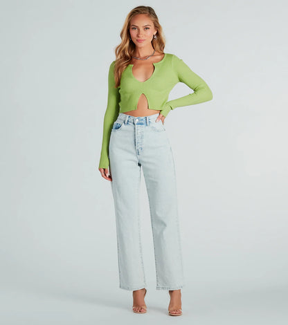 Twice The Love Rib Knit Crop Top