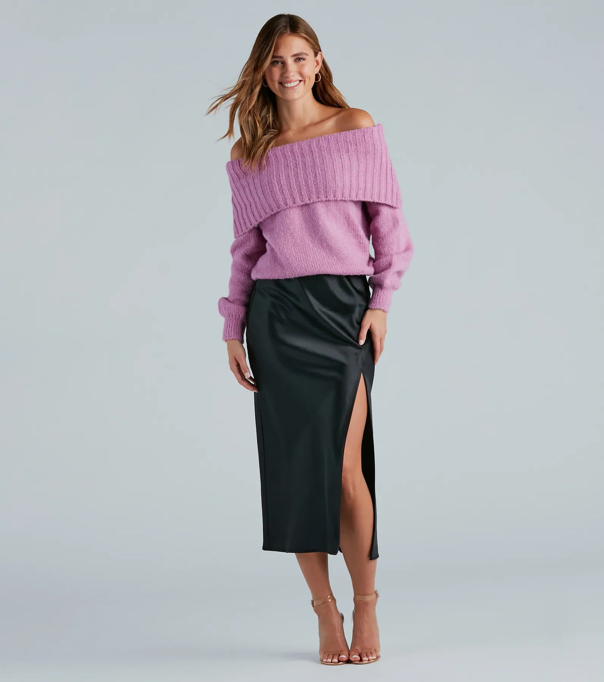 Flirty And Cool Off-The-Shoulder Sweater Top