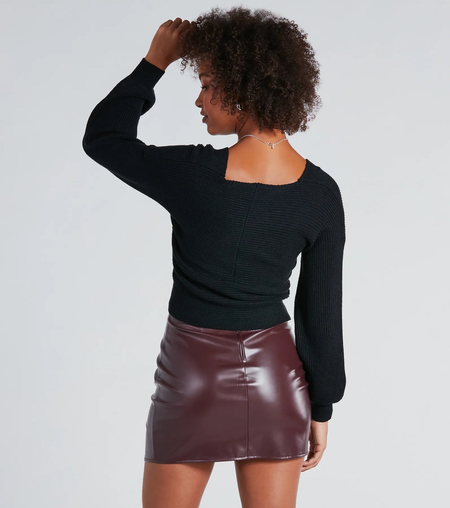 Warm Up Wrap-Front Ribbed Knit Sweater