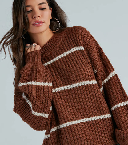 Confident Cutie Striped Oversized Sweater