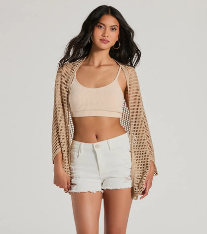 Layered Cutie Oversized Crochet Cardigan