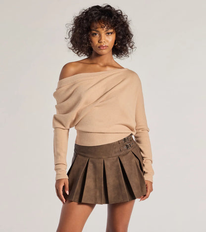 Cute And Cozy Off-Shoulder Knit Sweater