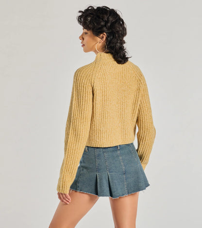 Stylishly Casual Mock Neck Knit Sweater