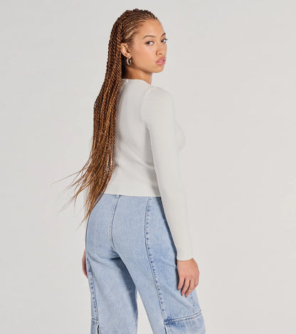 Made The Cutout Long Sleeve Sweater Crop Top