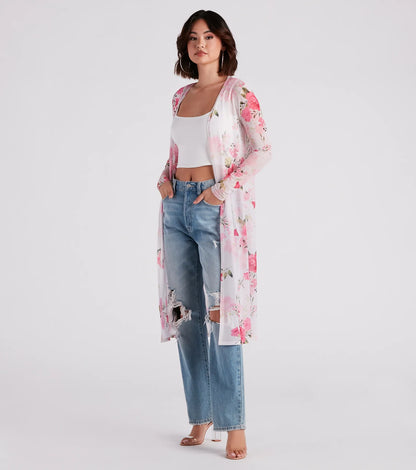 Full Bloom Floral Mesh Duster