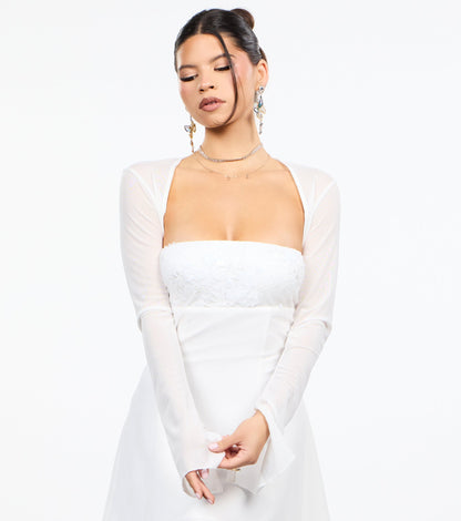 Sheer Mesh Flared Sleeve Bolero