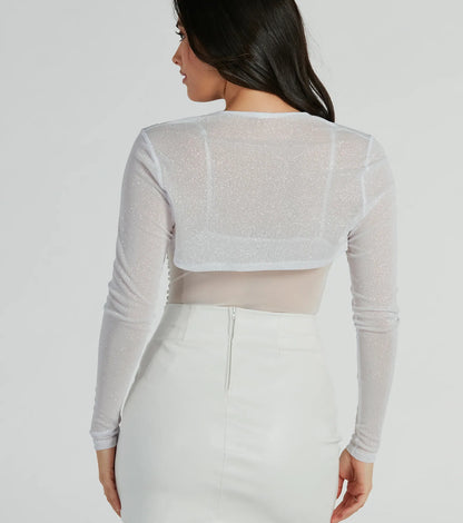 Party Glow Glitter Mesh Bolero