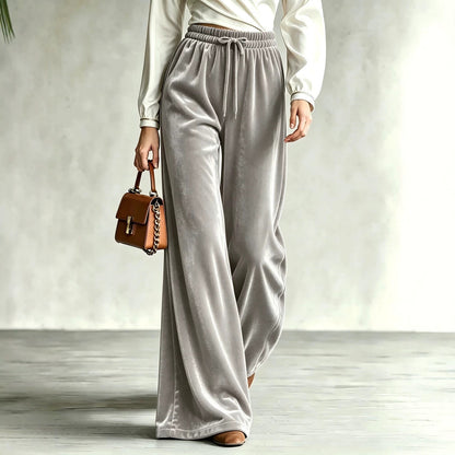 Pantalon femme ample taille haute – style casual chic