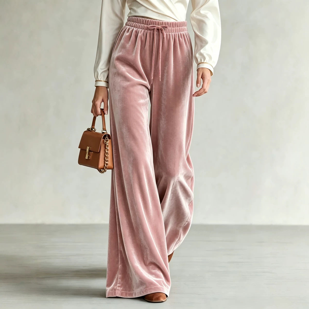 Pantalon femme ample taille haute – style casual chic