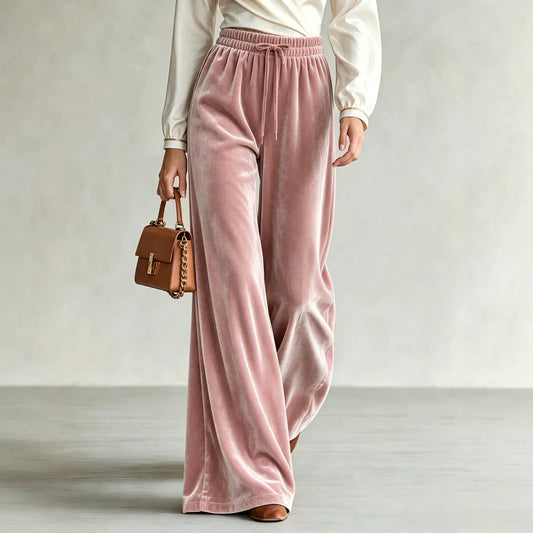 Pantalon femme ample taille haute – style casual chic