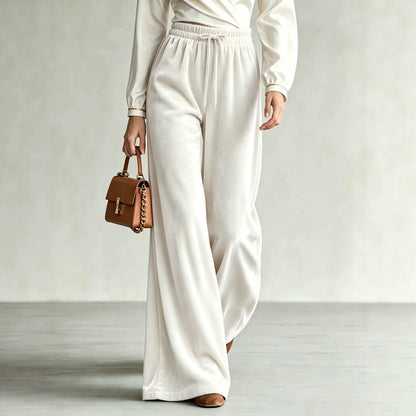 Pantalon femme ample taille haute – style casual chic