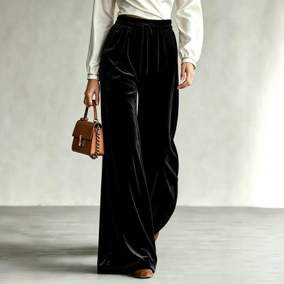 Pantalon femme ample taille haute – style casual chic