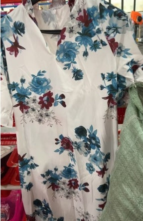 Robe longue imprimée à manches mi‑longues pour femme